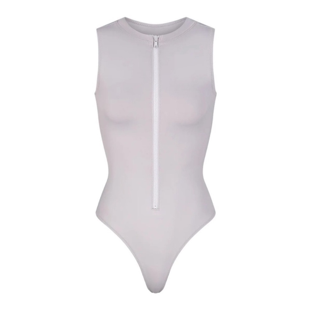 SKIMS Silver Gray Sleeveless One-Piece Swimsuit